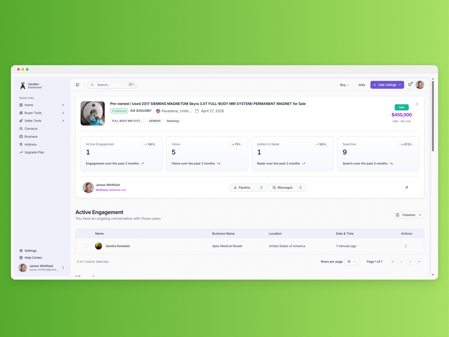 P2P Equipment Marketplace Chat