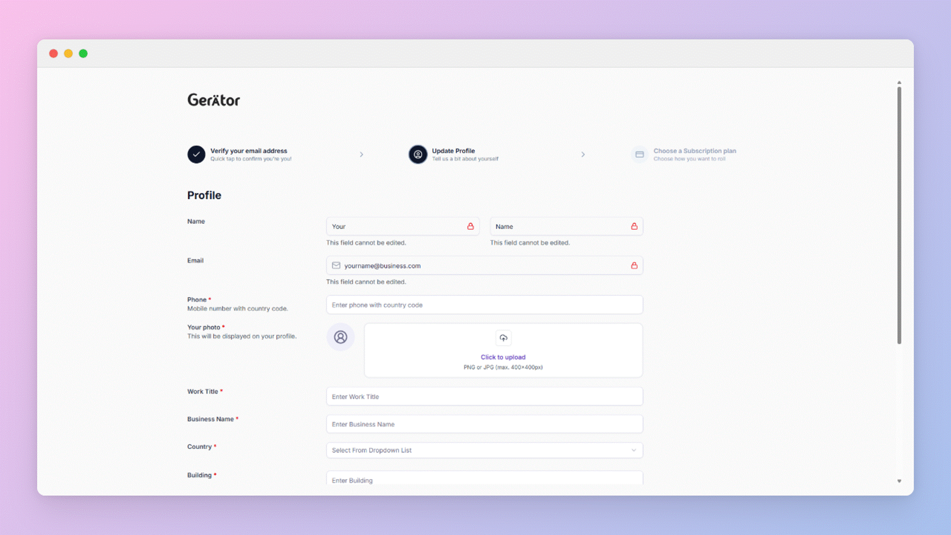 Update your Gerätor profile